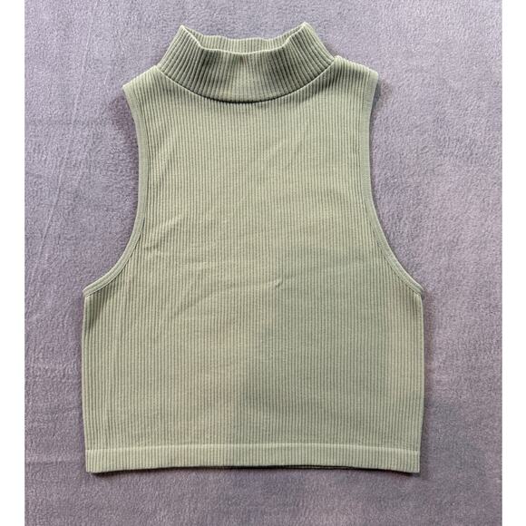 Zara Tops - Zara Ribbed Fitted Strechy Sleeveless‎ Tank Top Cropped Size XS Sage Green Layer
